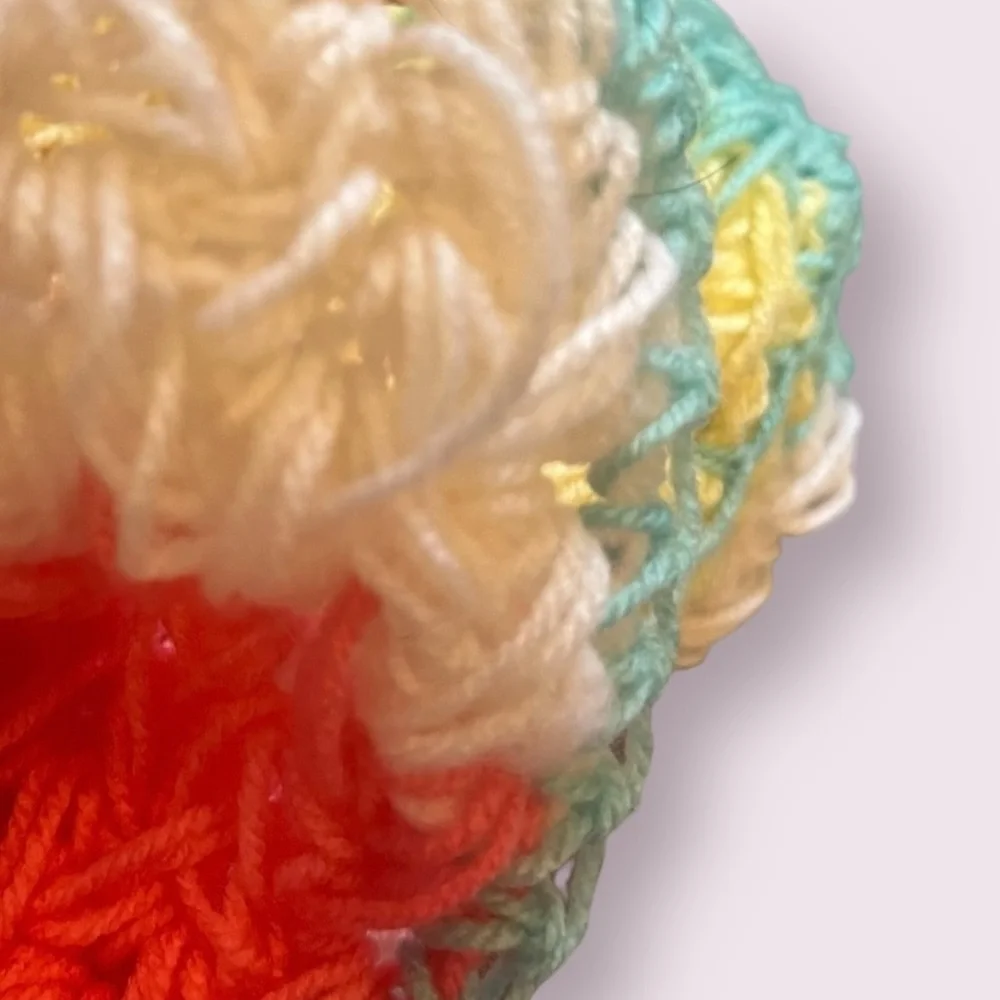 Handmade Baby Blanket – Pastel Rainbow Stripes in Airy Crochet Stitch
